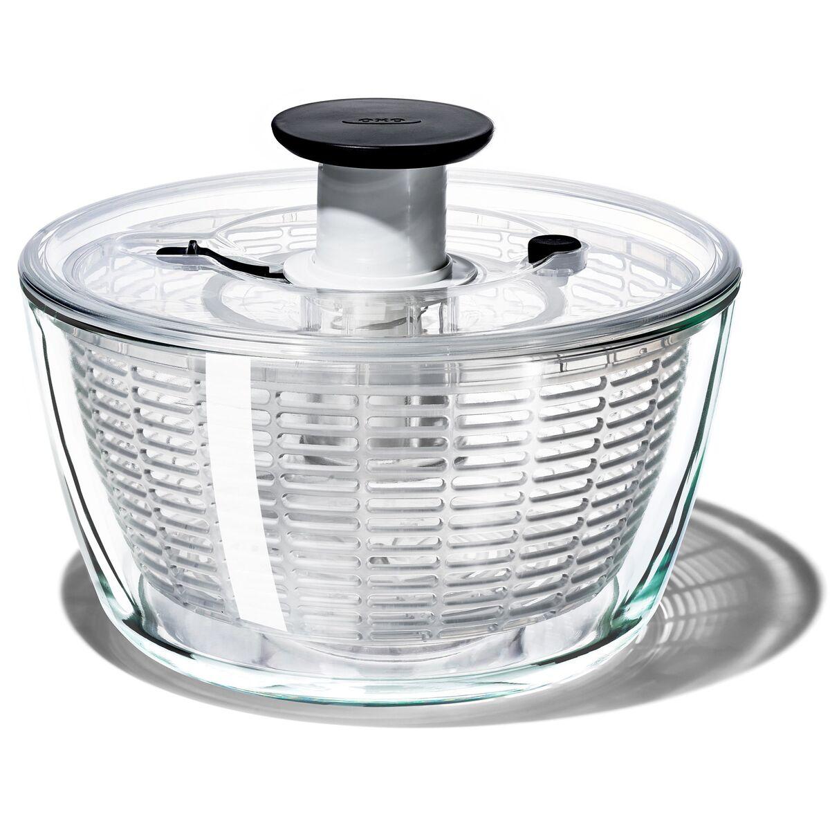 OXO Salatslynge med glassskål og gjennomsiktig lokk