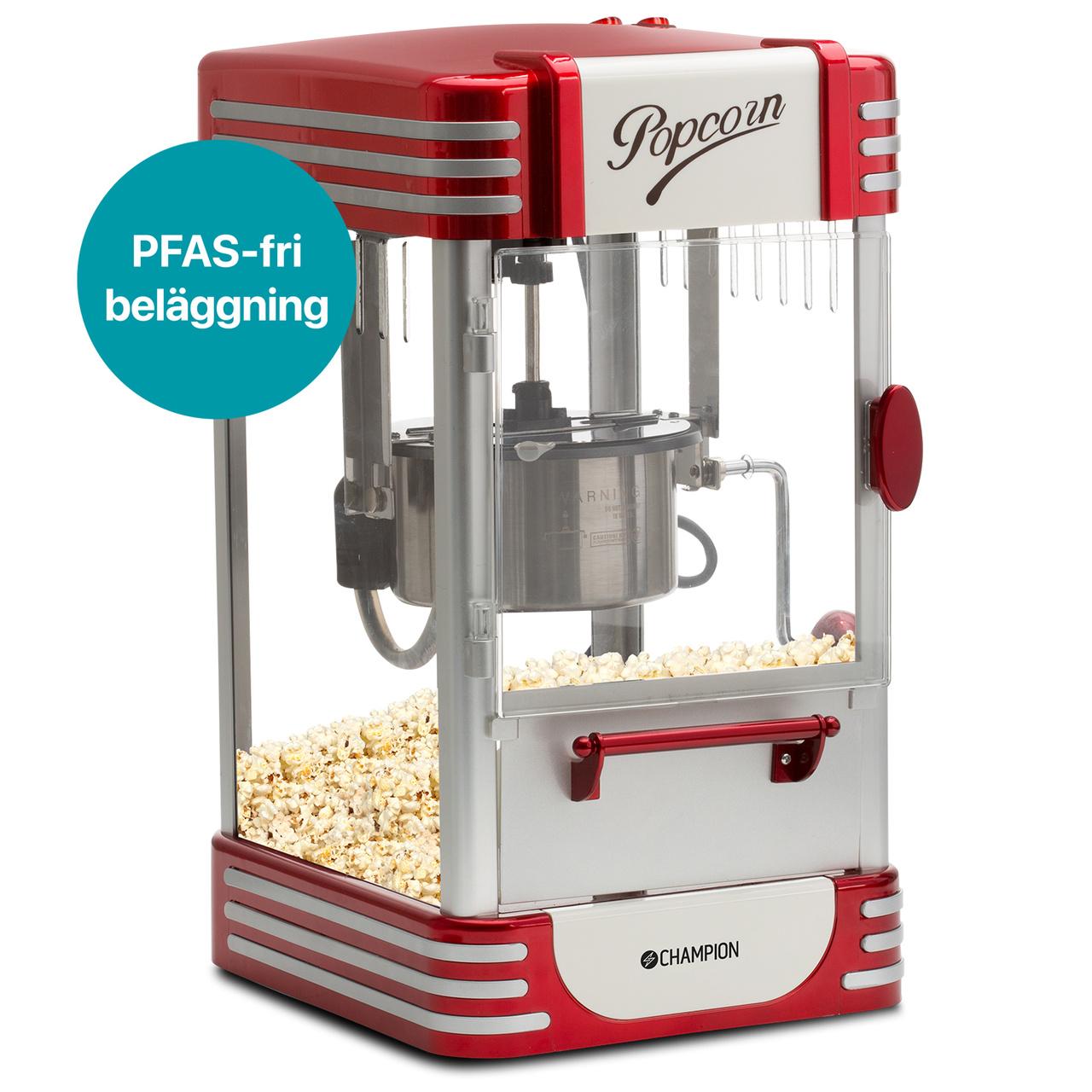Champion CHPCM406 Retro XL popcornmaskin i rød metallic med kino-design