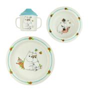 Rätt Start Mummi barneservise 3 deler i resirkulert plast med Moomin-motiv, kopp og to tallerkener