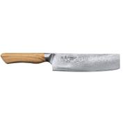 Satake Kaizen nakiri grønnsakskniv 16 cm med oliventre-skaft og damaskus-blad