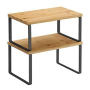 SONGMICS stablebar krydderhylle i naturlig bambus med svart metallramme, sett av 2