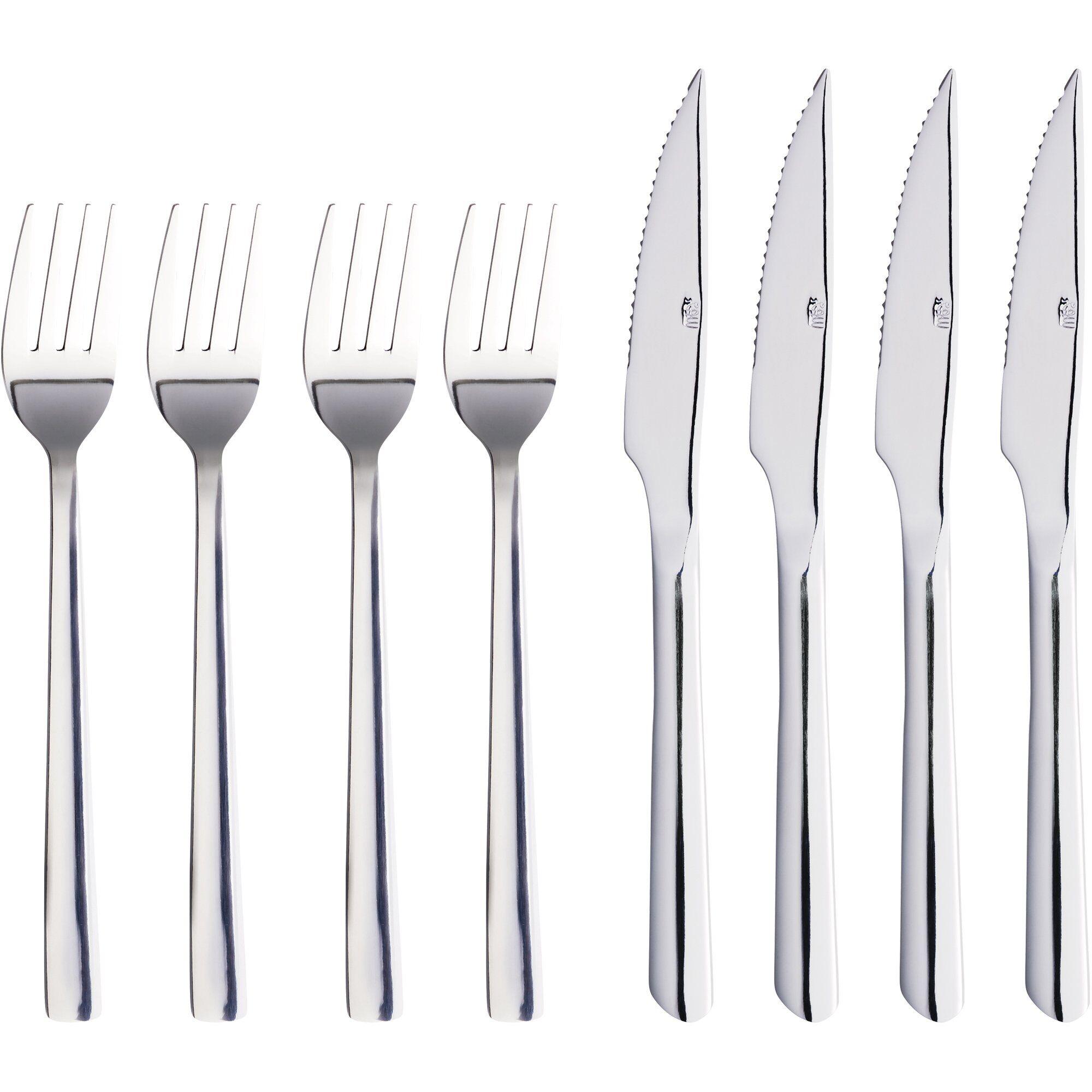 Aida RAW grillbestikk sett 8 deler i rustfritt stål med fire gafler og fire kniver