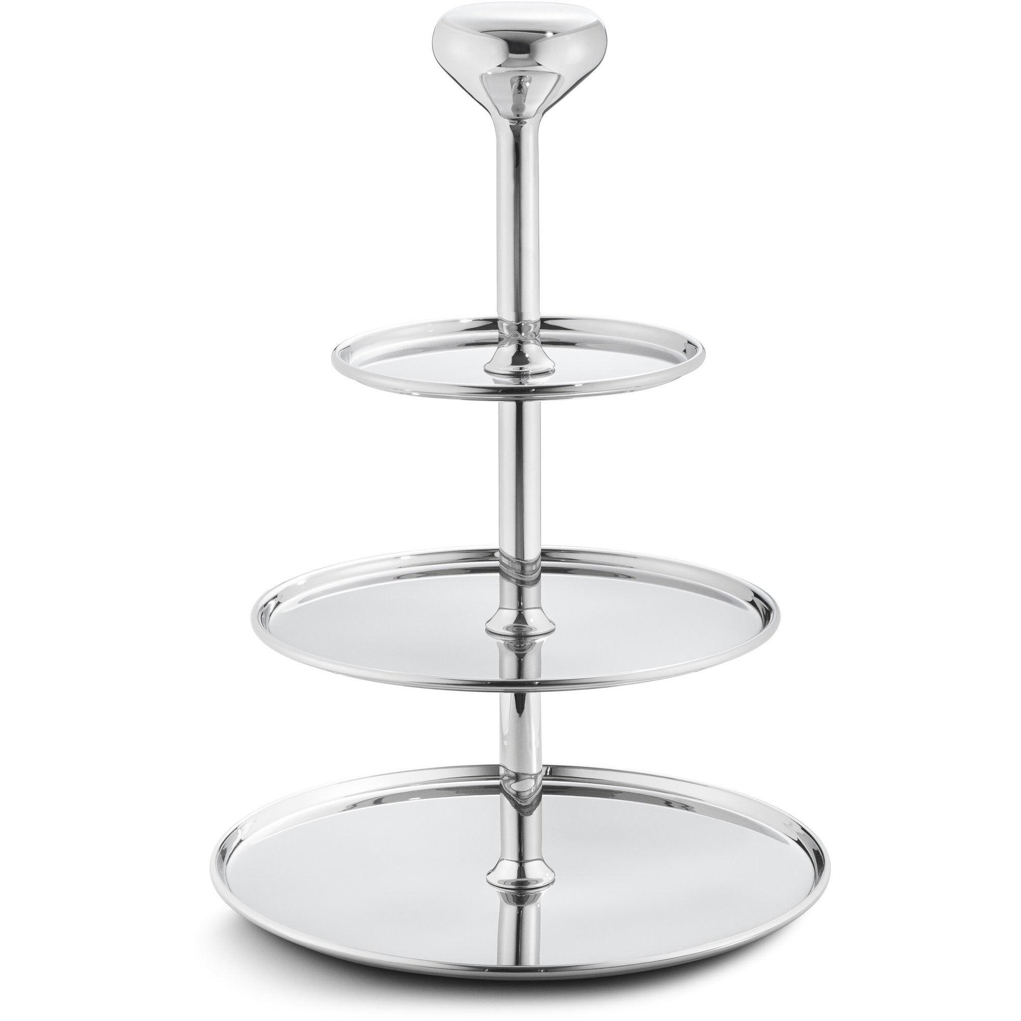 Georg Jensen Alfredo kakefat tre etasjer i børstet rustfritt stål