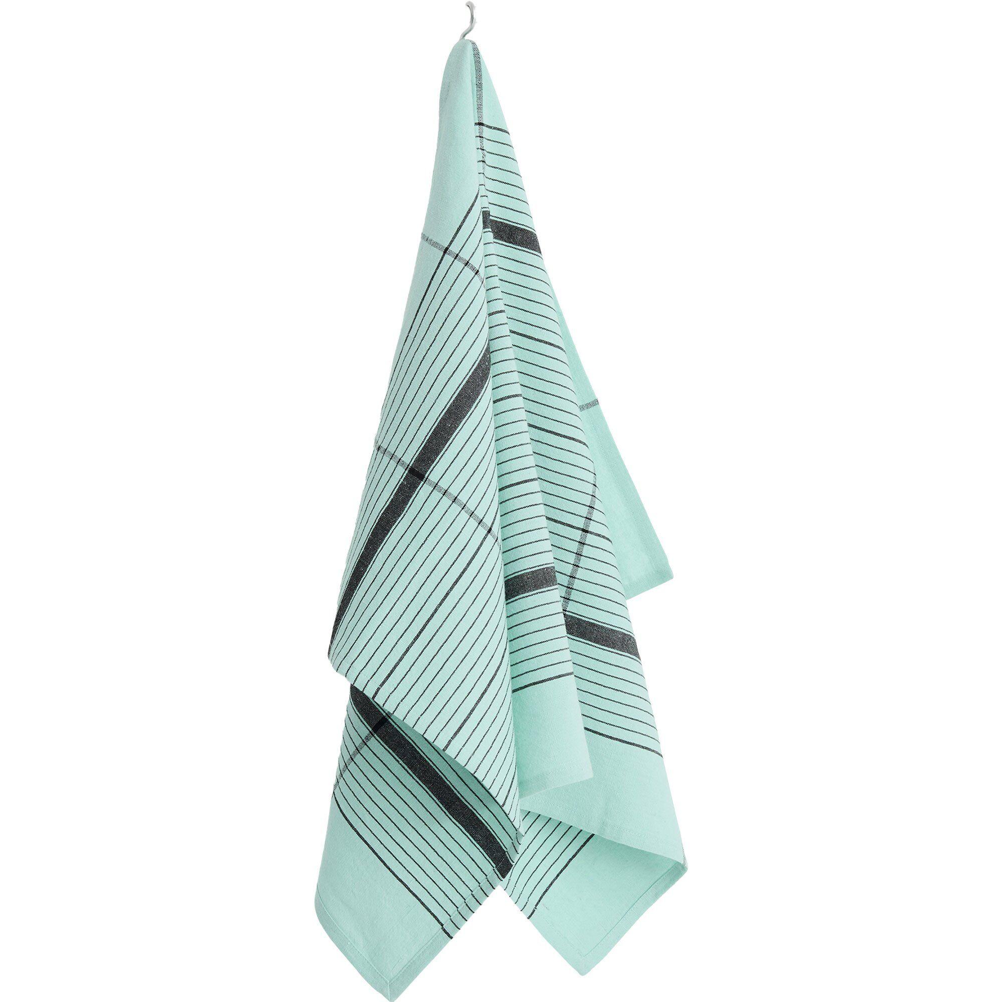 Hay Linear kjøkkenhåndkle i turkis farge med striper