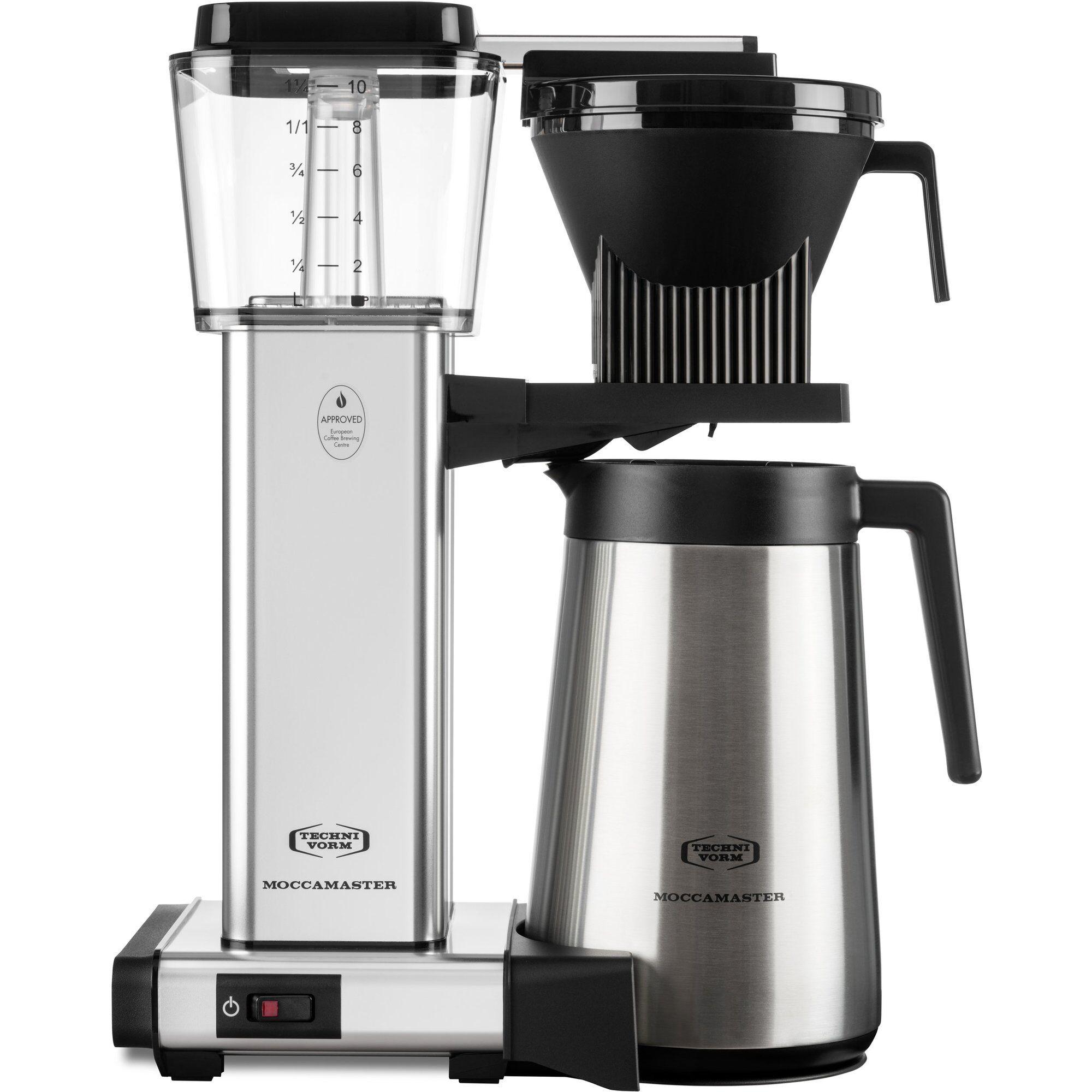 Moccamaster Automatic Thermo kaffetrakter i polished silver med termoskanne