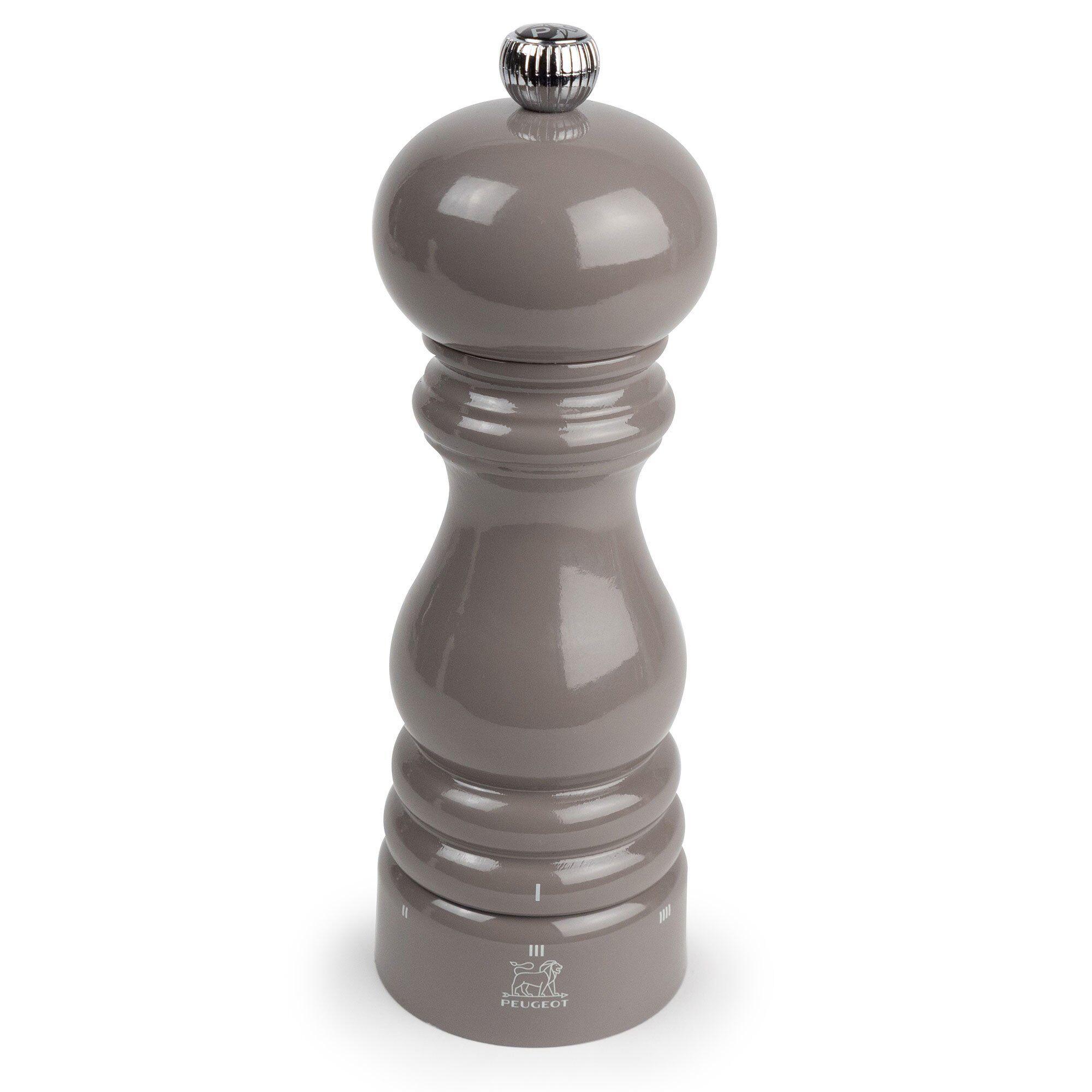 Peugeot ParisRama pepperkvern 18 cm i smoked grey med stålkvernhode og bukt bøketre