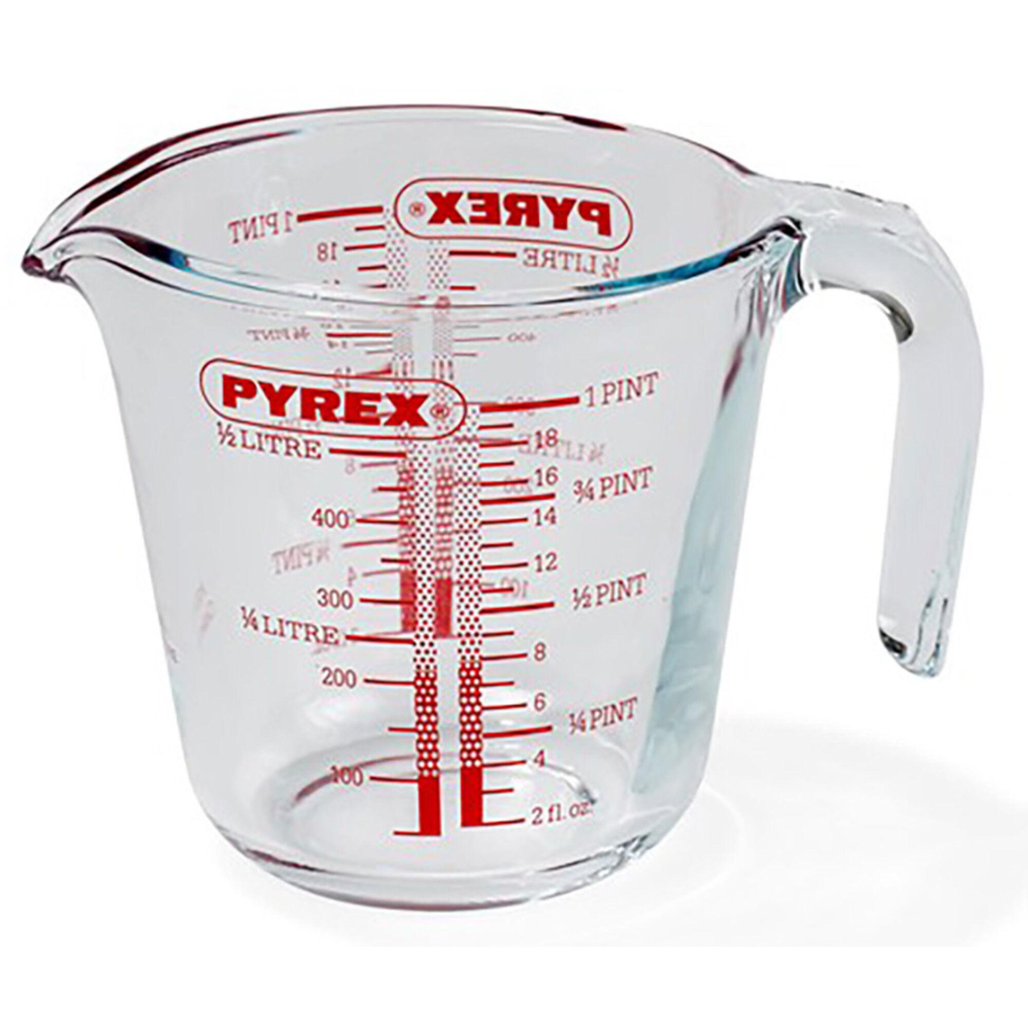 Pyrex målebeger i glass 0,5 liter med innbrent skala i dl og ml