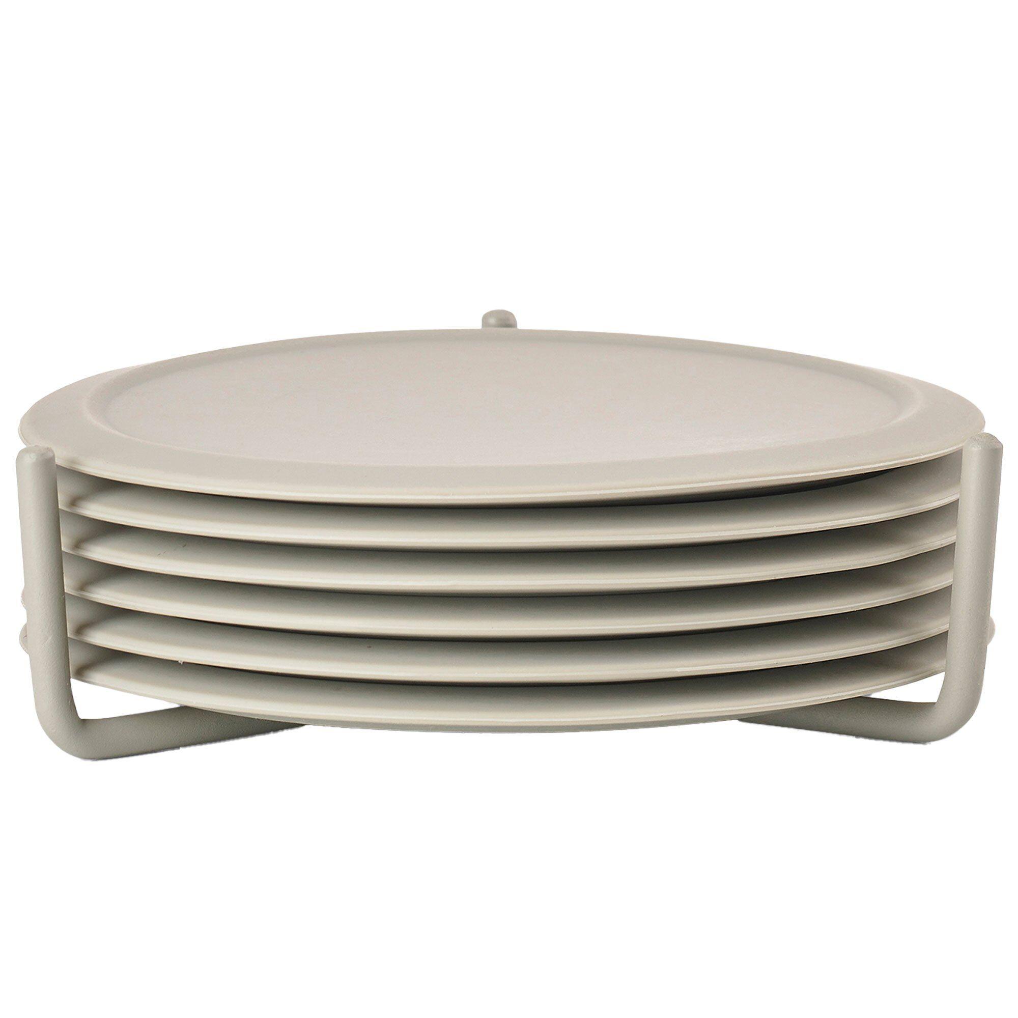 Zone glassbrikker 6 stk i silikon med metallholder i naturfarget beige