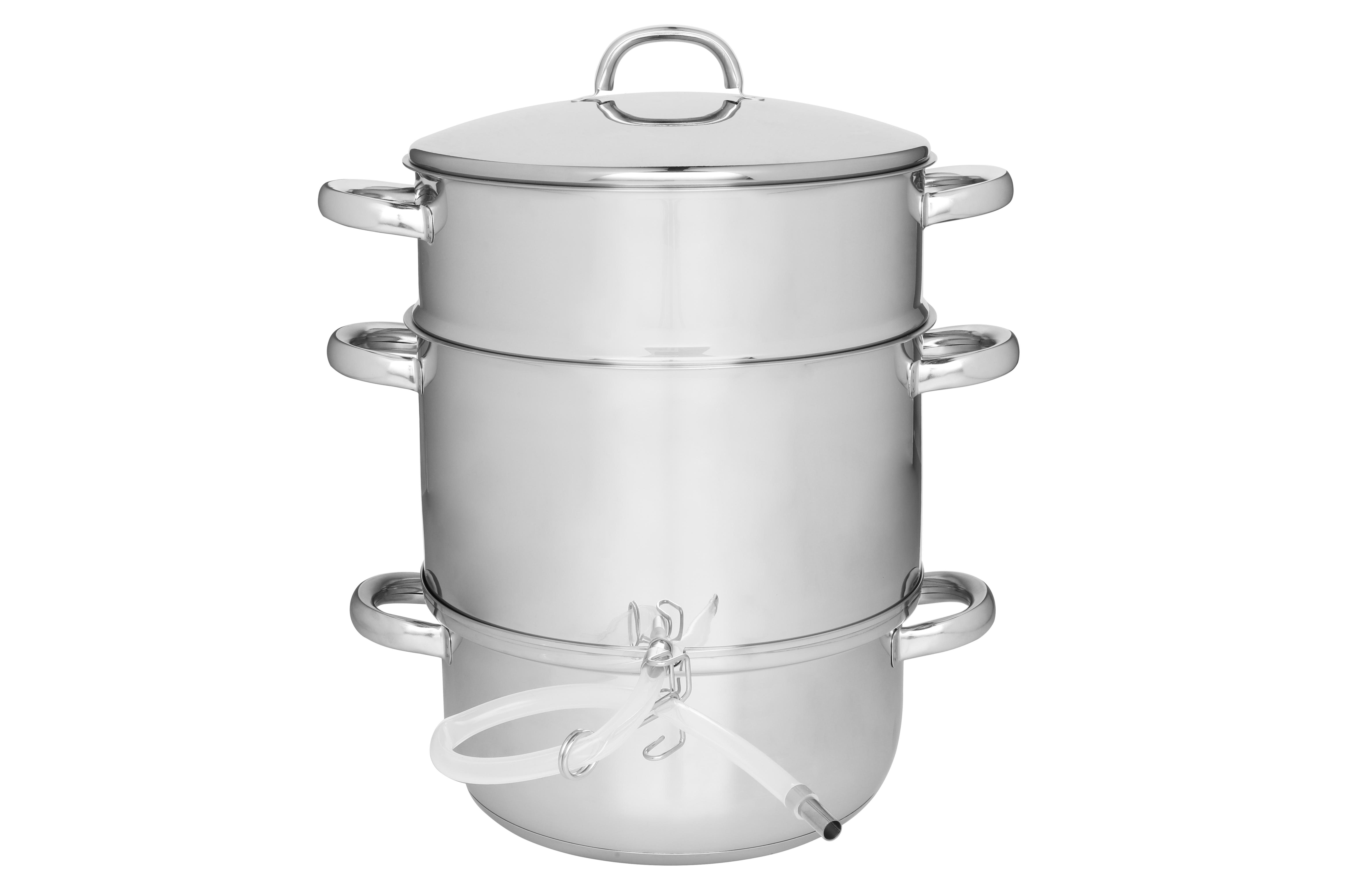 Marjukka saftkoker 8 liter i rustfritt stål med tre kamre og slange