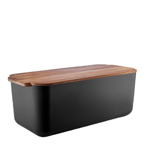 Eva Solo Tools brødboks i svart metall med bambuslokk, 42x19x15,5 cm