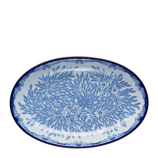 Rörstrand Ostindia Floris ovalt serveringsfat 33x22 cm med blått blomstermønster