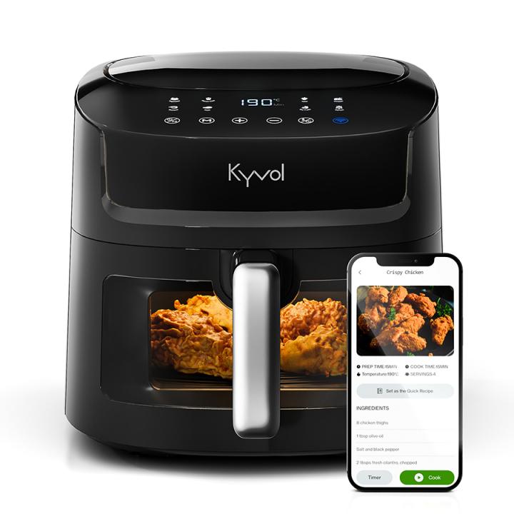 Kyvol 7.2L Smart Airfryer CrispMaster 360 i beige med digital display og stort vindu