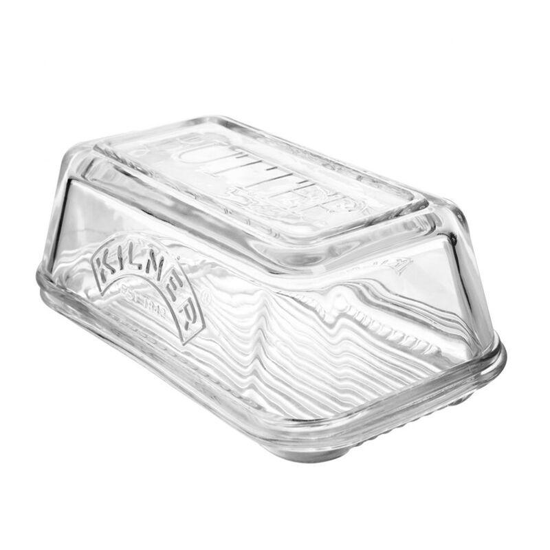Kilner smørboks i klart glass med lokk og Butter-innskrift