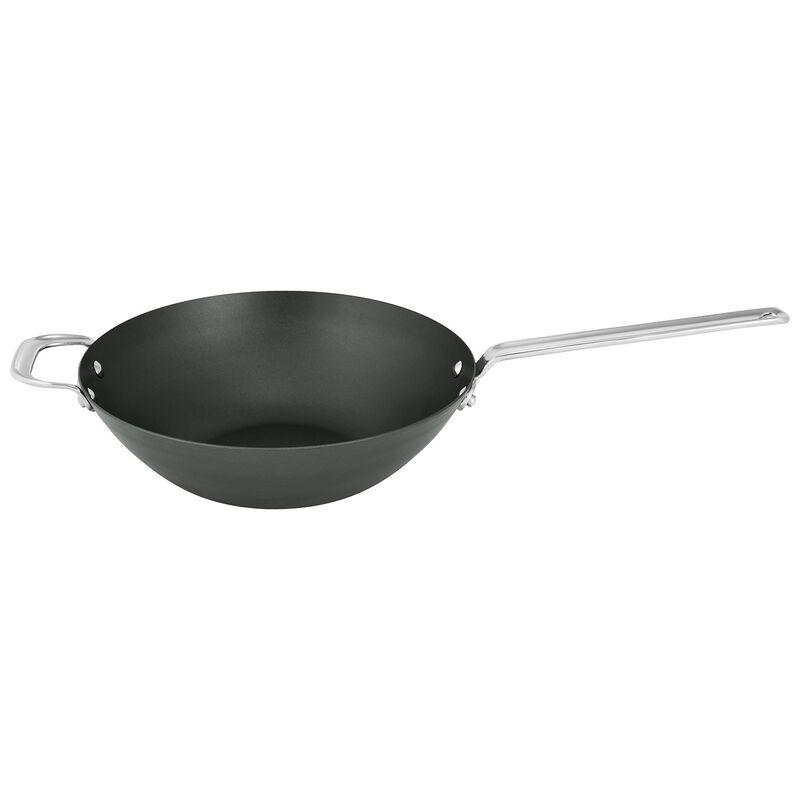 Scanpan Black Iron wokpanne i karbonstål 30 cm med langt håndtak