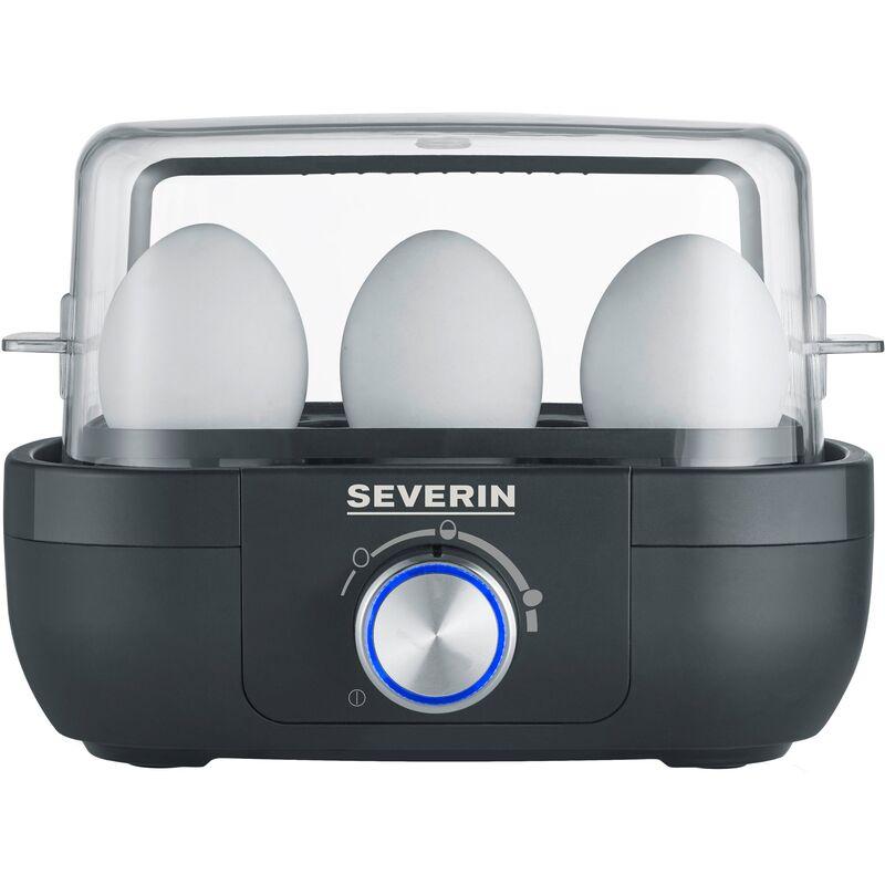 Severin eggkoker i svart med plass til 6 egg og elektronisk styring